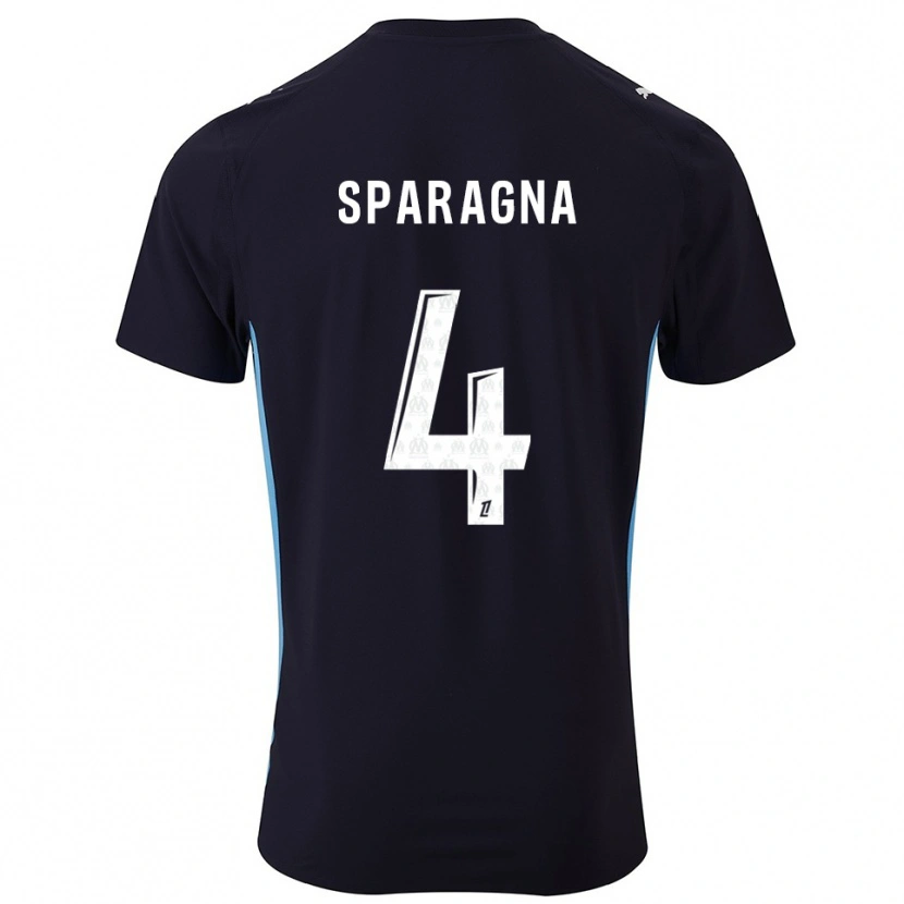 Danxen Kvinder Stéphane Sparagna #4 Sort Himmelblå Udebane Spillertrøjer 2025/26 Trøje T-Shirt