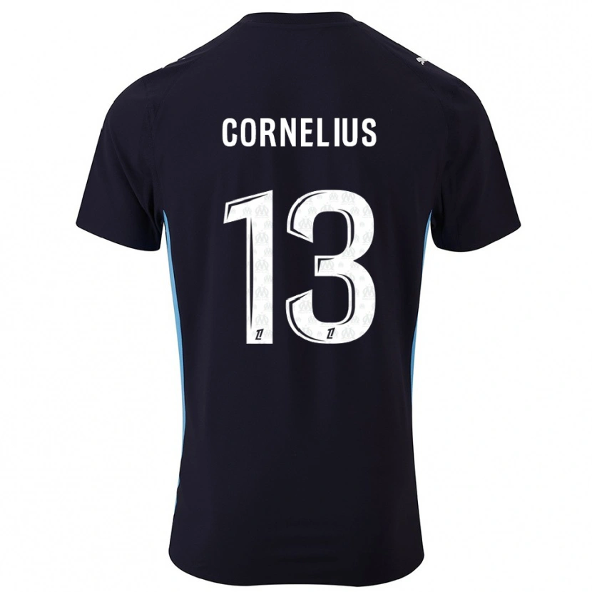 Danxen Kvinder Derek Cornelius #13 Sort Himmelblå Udebane Spillertrøjer 2025/26 Trøje T-Shirt