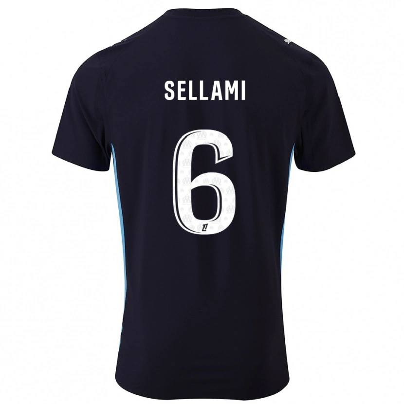 Danxen Kvinder Yanis Sellami #6 Sort Himmelblå Udebane Spillertrøjer 2025/26 Trøje T-Shirt