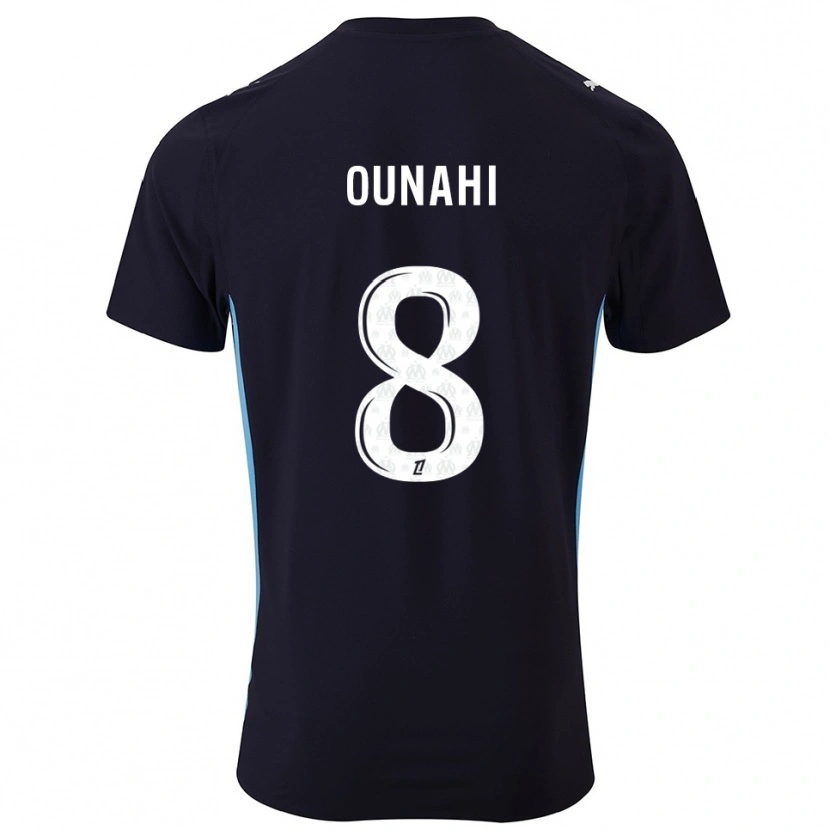 Danxen Kvinder Azzedine Ounahi #8 Sort Himmelblå Udebane Spillertrøjer 2025/26 Trøje T-Shirt