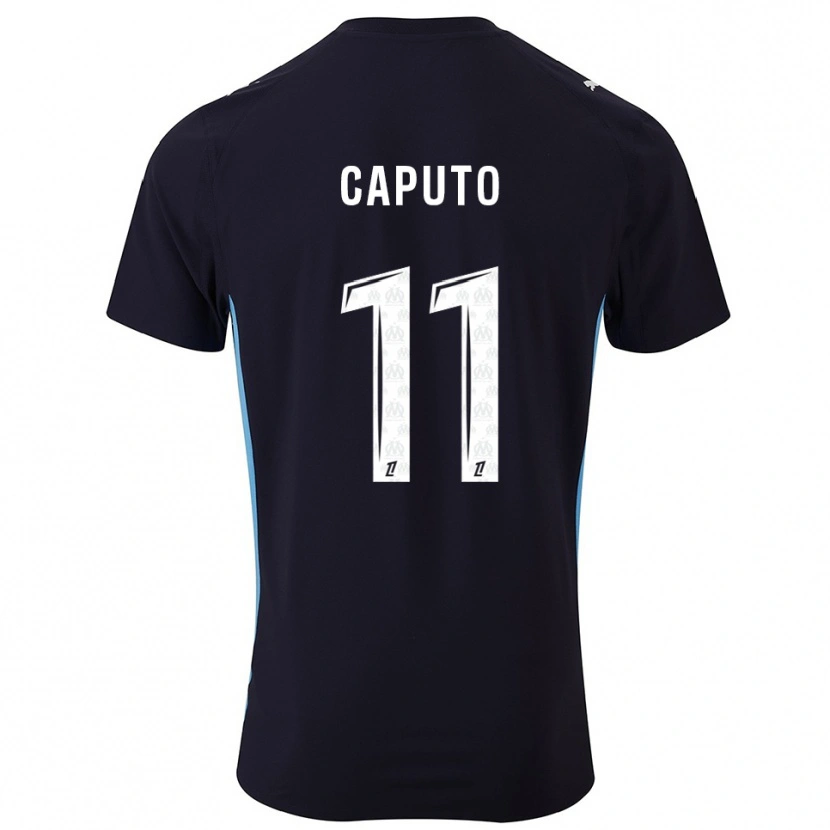 Danxen Kvinder Cindy Caputo #11 Sort Himmelblå Udebane Spillertrøjer 2025/26 Trøje T-Shirt