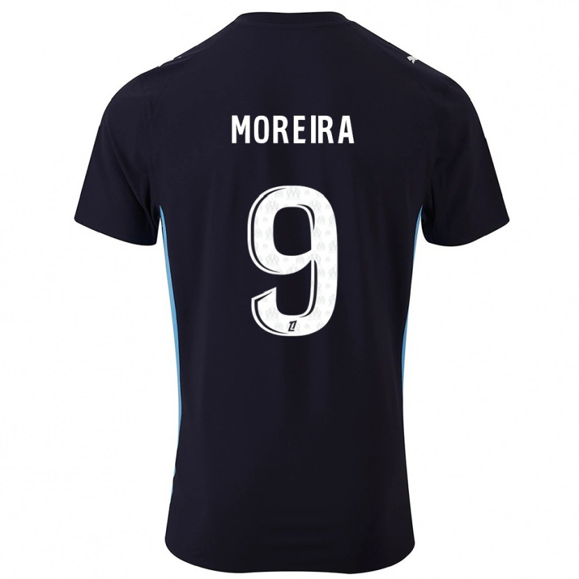 Danxen Kvinder Iuri Moreira #9 Sort Himmelblå Udebane Spillertrøjer 2025/26 Trøje T-Shirt
