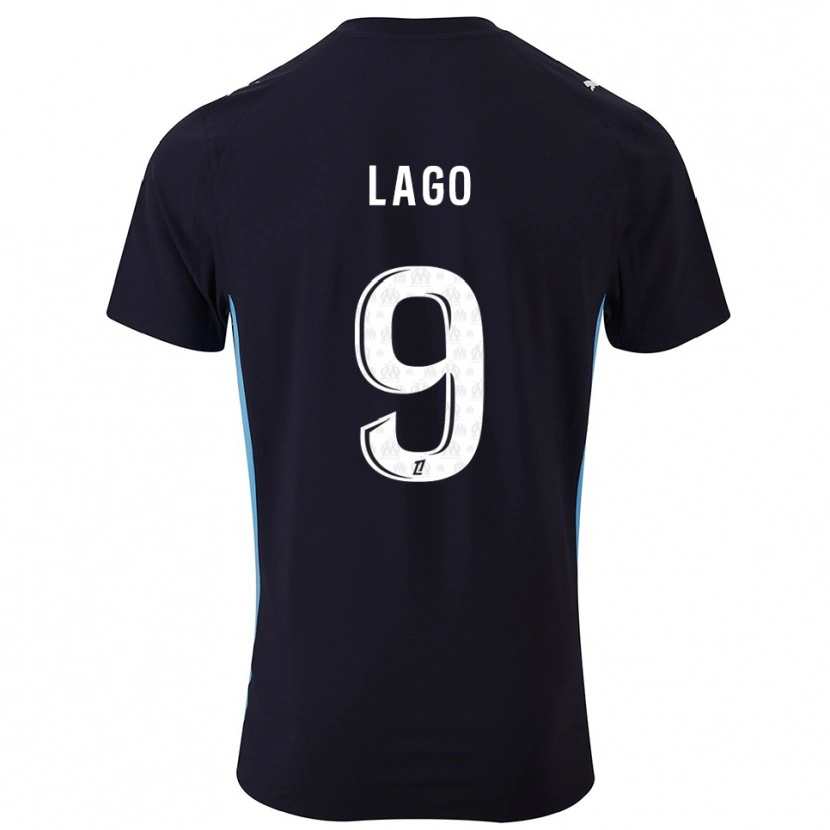 Danxen Kvinder Ange Lago #9 Sort Himmelblå Udebane Spillertrøjer 2025/26 Trøje T-Shirt