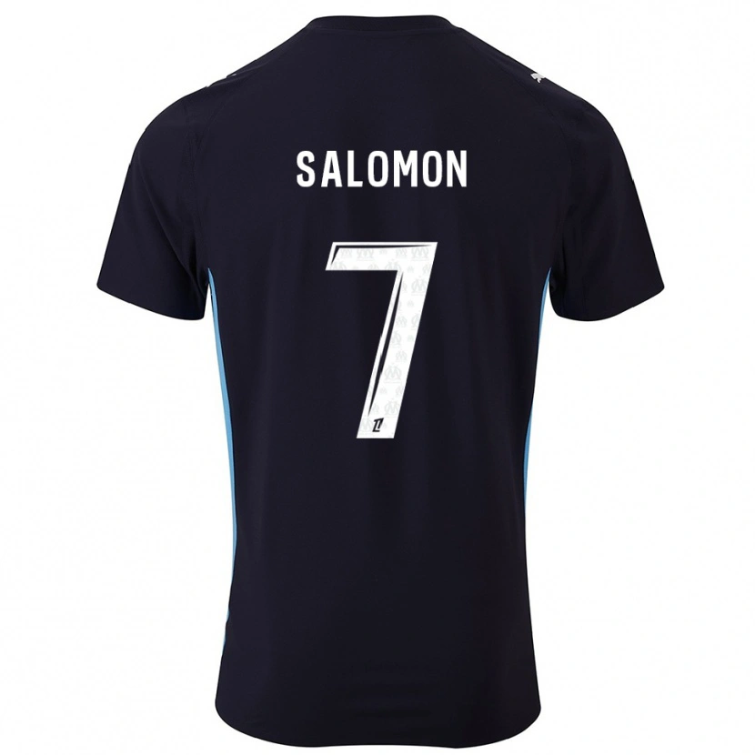 Danxen Kvinder Maëva Salomon #7 Sort Himmelblå Udebane Spillertrøjer 2025/26 Trøje T-Shirt