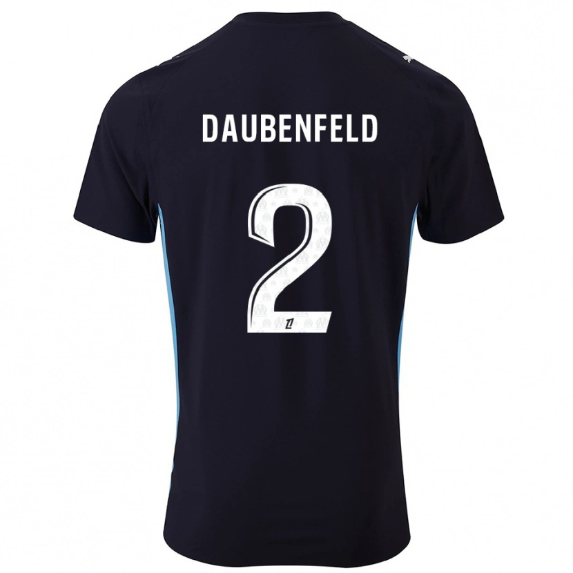 Danxen Kvinder Lucas Daubenfeld #2 Sort Himmelblå Udebane Spillertrøjer 2025/26 Trøje T-Shirt