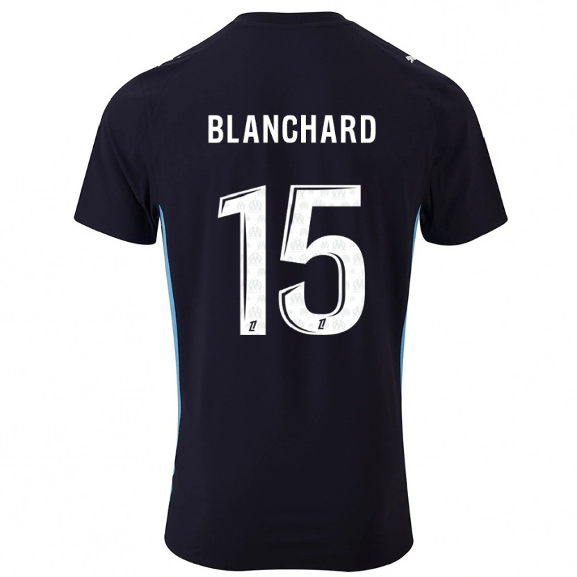 Danxen Kvinder Ninon Blanchard #15 Sort Himmelblå Udebane Spillertrøjer 2025/26 Trøje T-Shirt