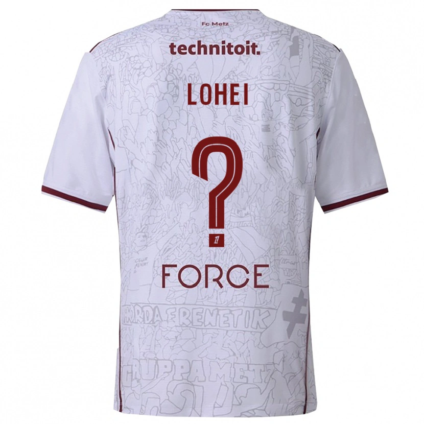 Danxen Kvinder Fabio Lohei #0 Hvid Bordeaux Udebane Spillertrøjer 2025/26 Trøje T-Shirt