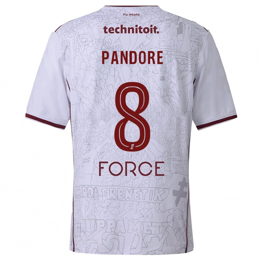 Danxen Kvinder Jahyann Pandore #8 Hvid Bordeaux Udebane Spillertrøjer 2025/26 Trøje T-Shirt
