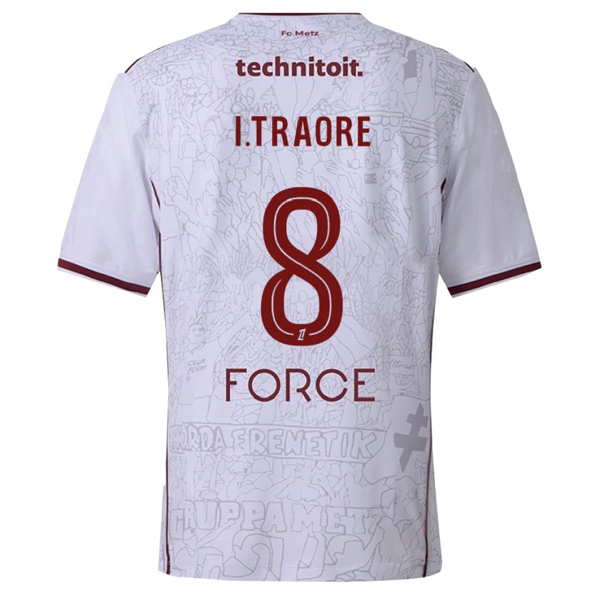 Danxen Kvinder Ismaël Traoré #8 Hvid Bordeaux Udebane Spillertrøjer 2025/26 Trøje T-Shirt