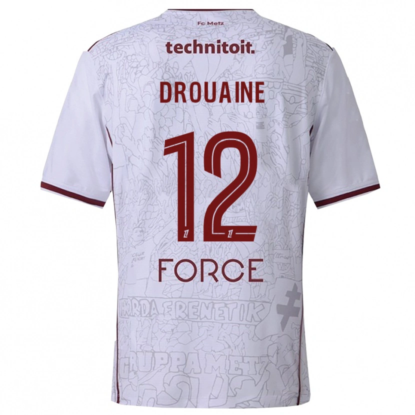 Danxen Kvinder Mathieu Drouaine #12 Hvid Bordeaux Udebane Spillertrøjer 2025/26 Trøje T-Shirt