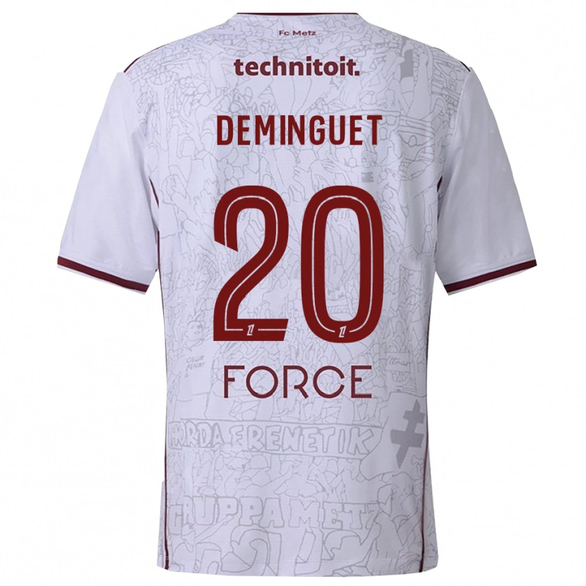Danxen Kvinder Jessy Deminguet #20 Hvid Bordeaux Udebane Spillertrøjer 2025/26 Trøje T-Shirt