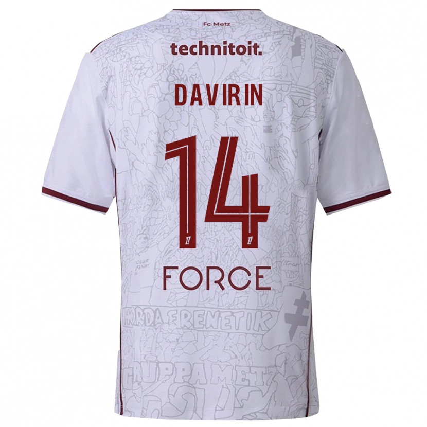 Danxen Kvinder Pierre-Alexandre Davirin #14 Hvid Bordeaux Udebane Spillertrøjer 2025/26 Trøje T-Shirt