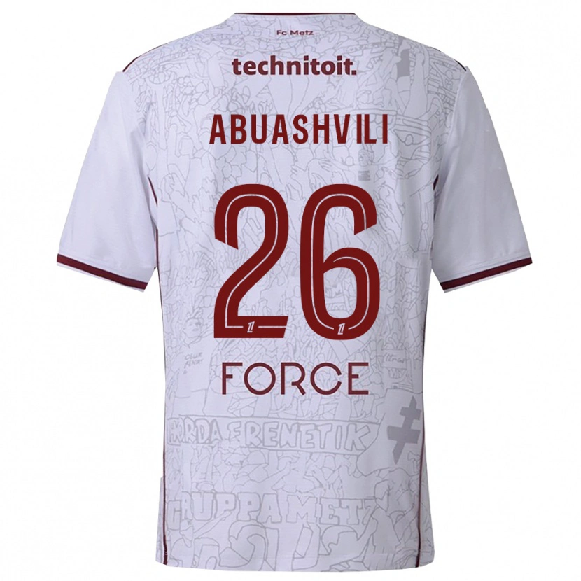 Danxen Kvinder Giorgi Abuashvili #26 Hvid Bordeaux Udebane Spillertrøjer 2025/26 Trøje T-Shirt