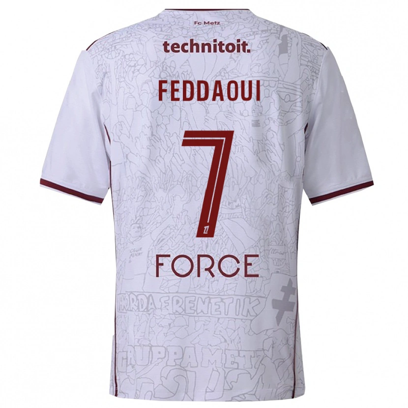 Danxen Kvinder Leina Feddaoui #7 Hvid Bordeaux Udebane Spillertrøjer 2025/26 Trøje T-Shirt