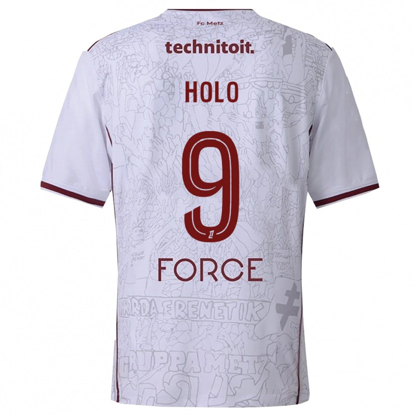 Danxen Kvinder Mathis Holo #9 Hvid Bordeaux Udebane Spillertrøjer 2025/26 Trøje T-Shirt