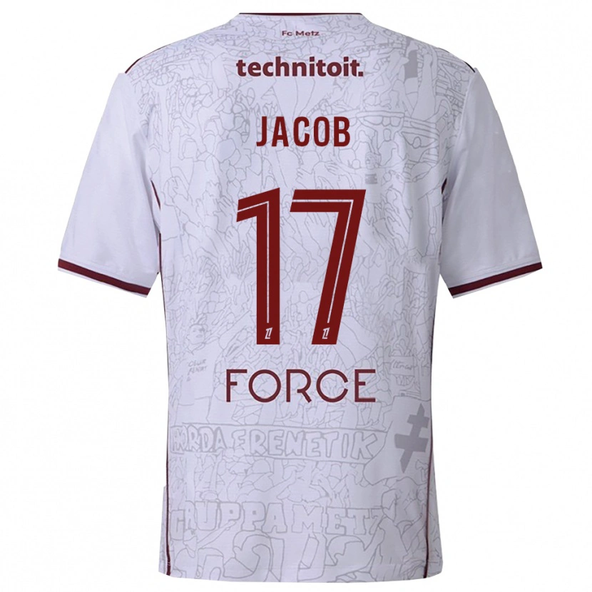 Danxen Kvinder Lisa Jacob #17 Hvid Bordeaux Udebane Spillertrøjer 2025/26 Trøje T-Shirt