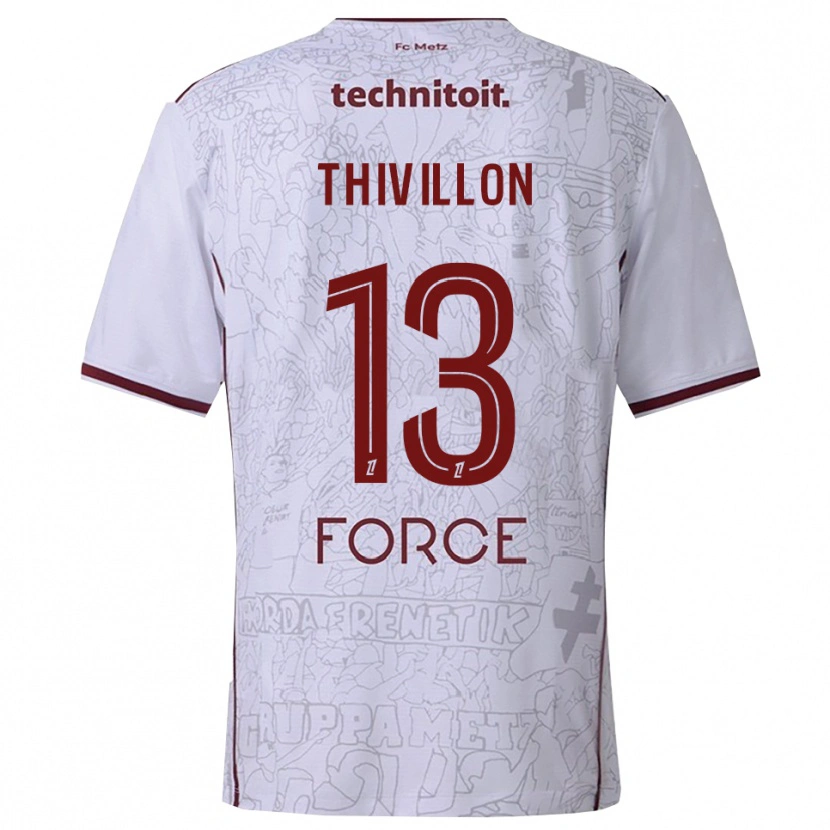 Danxen Kvinder Lina Thivillon #13 Hvid Bordeaux Udebane Spillertrøjer 2025/26 Trøje T-Shirt