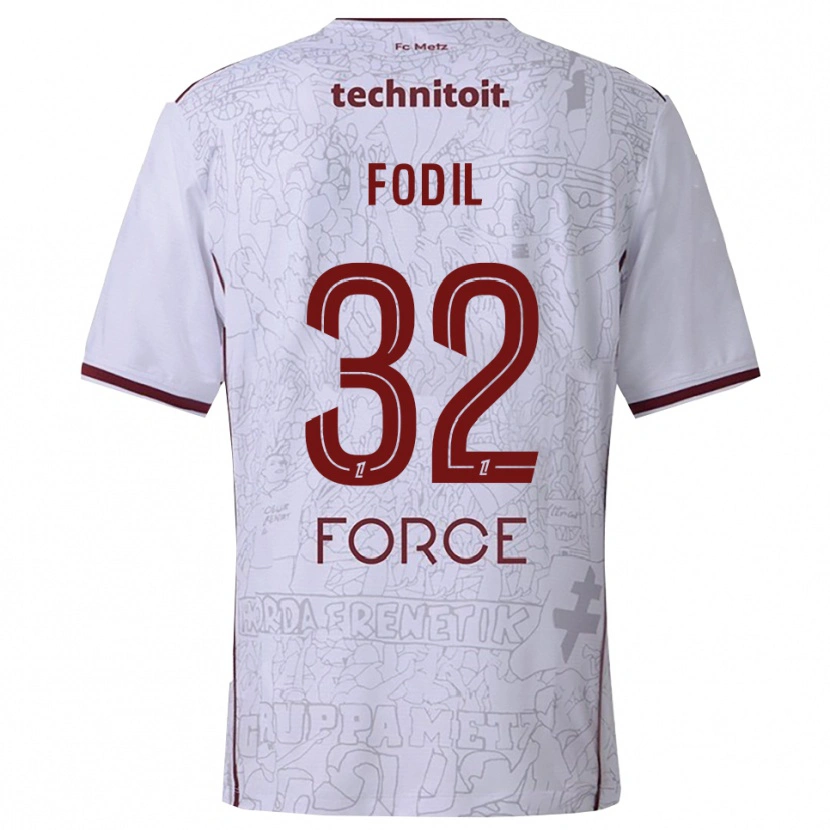 Danxen Kvinder Maria Fodil #32 Hvid Bordeaux Udebane Spillertrøjer 2025/26 Trøje T-Shirt