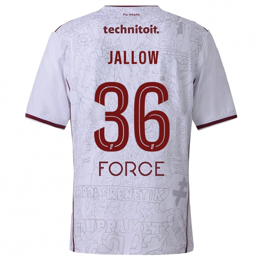 Danxen Kvinder Ablie Jallow #36 Hvid Bordeaux Udebane Spillertrøjer 2025/26 Trøje T-Shirt