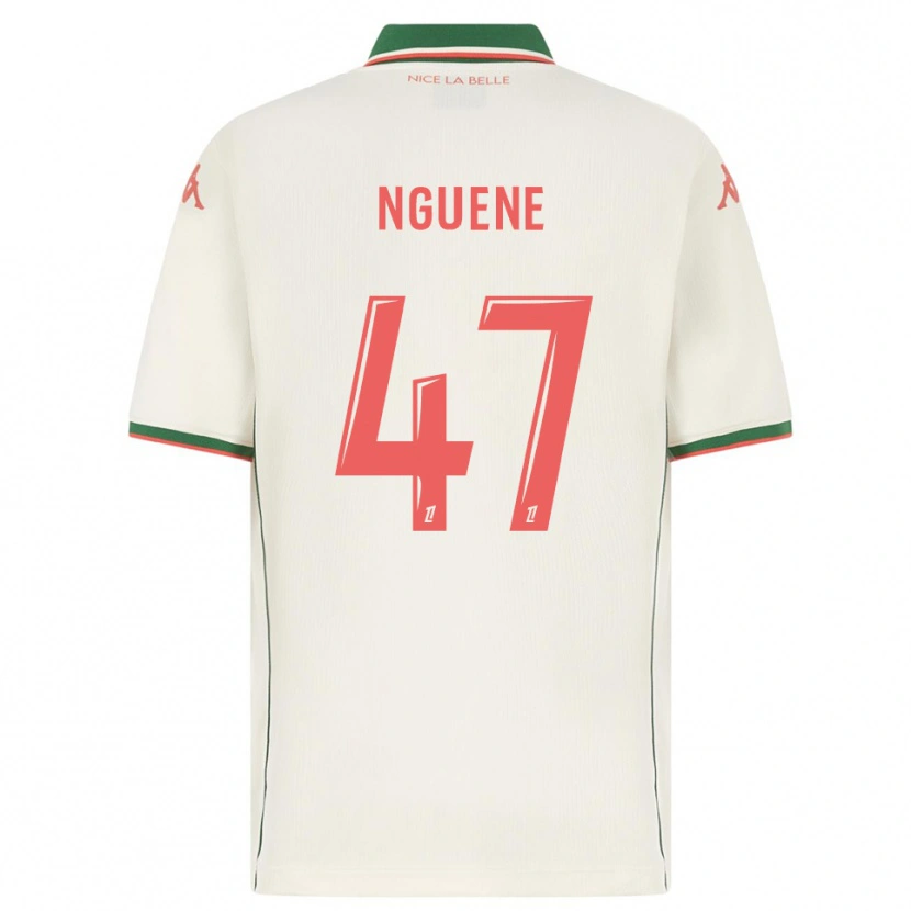 Danxen Kvinder Bernard Nguene #47 Hvid Grøn Udebane Spillertrøjer 2025/26 Trøje T-Shirt