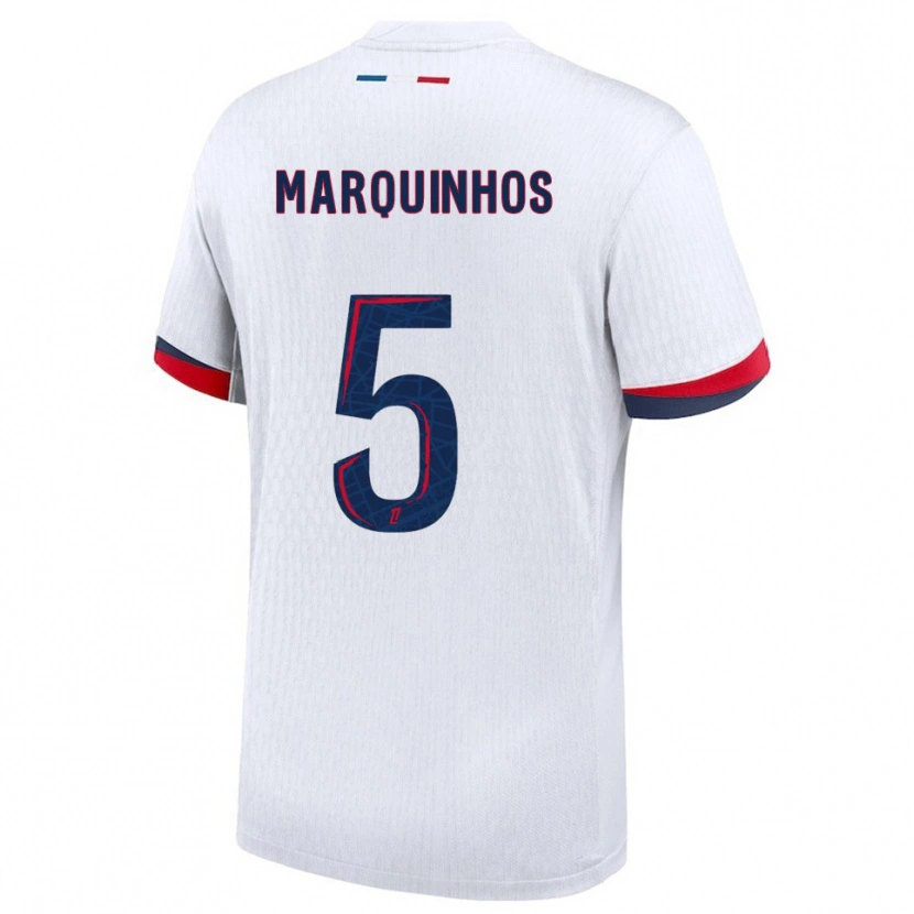 Danxen Kvinder Marquinhos #5 Hvid Rød Udebane Spillertrøjer 2025/26 Trøje T-Shirt