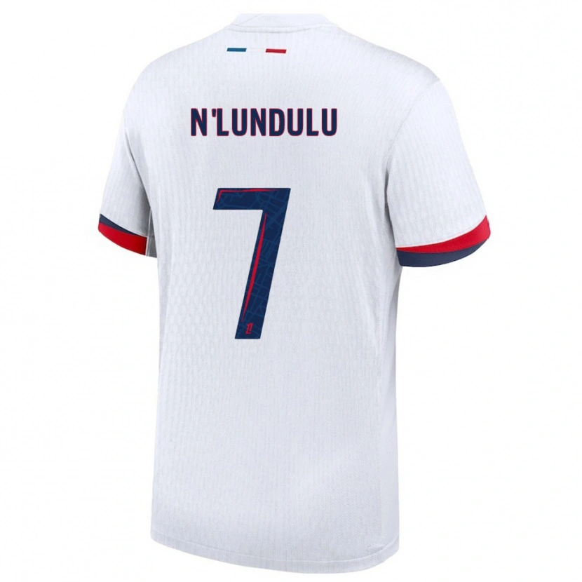 Danxen Kvinder Gaël N'lundulu #7 Hvid Rød Udebane Spillertrøjer 2025/26 Trøje T-Shirt
