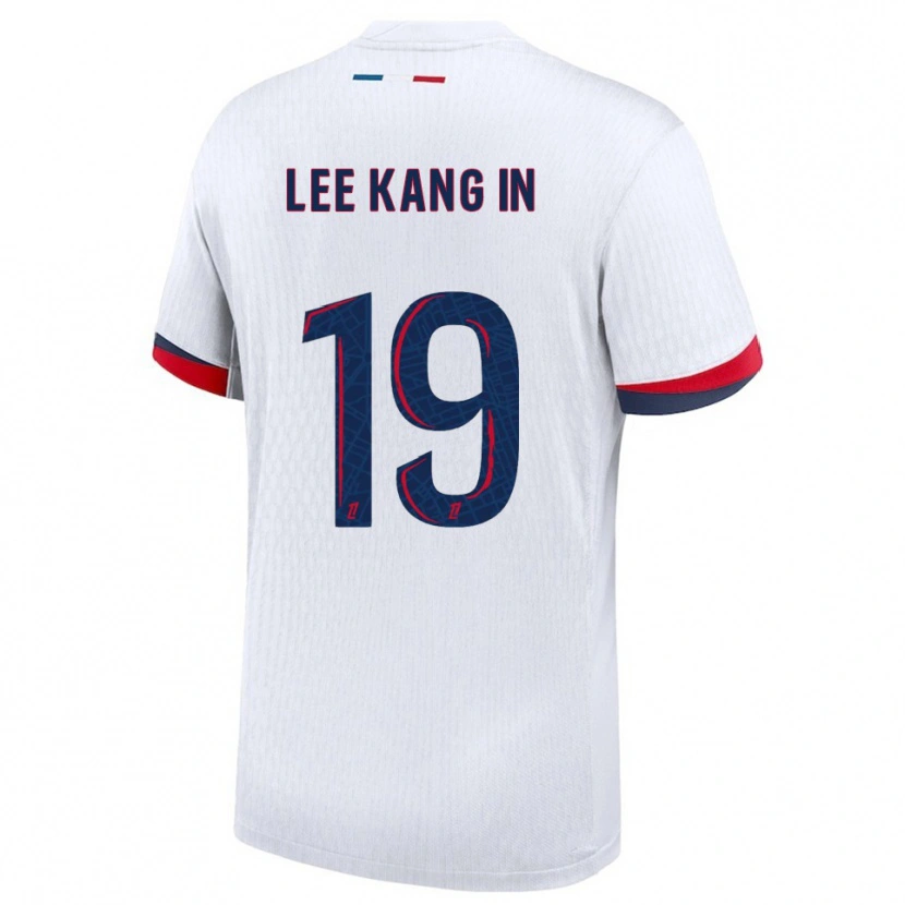 Danxen Kvinder Kang-In Lee #19 Hvid Rød Udebane Spillertrøjer 2025/26 Trøje T-Shirt