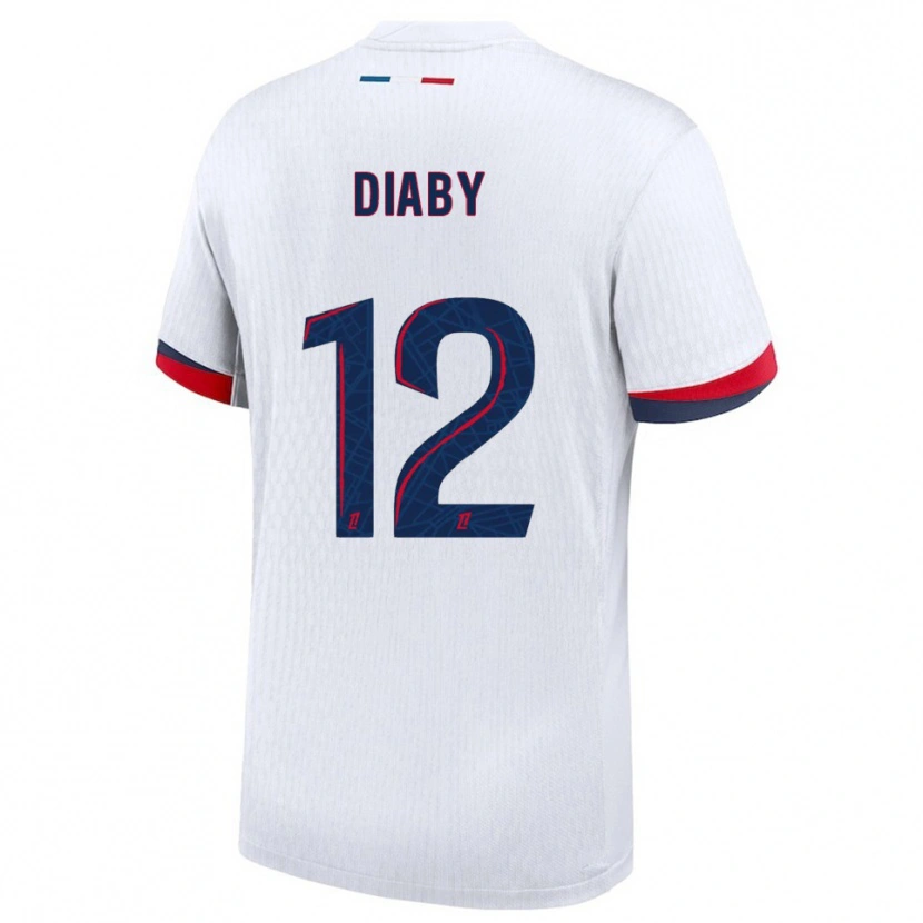 Danxen Kvinder Ibrahima Diaby #12 Hvid Rød Udebane Spillertrøjer 2025/26 Trøje T-Shirt