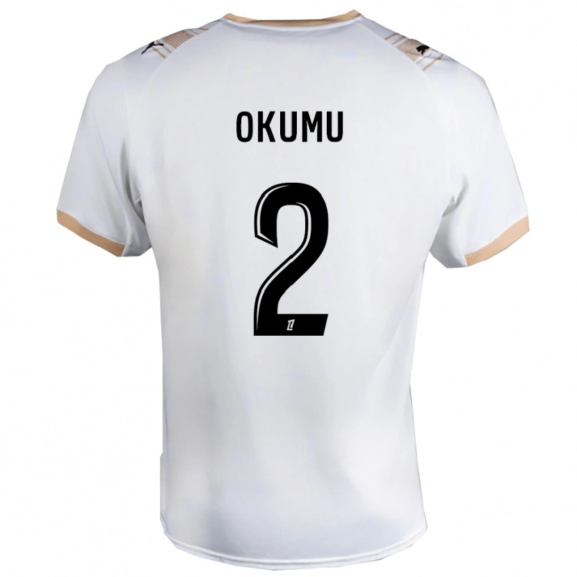 Danxen Kvinder Joseph Okumu #2 Hvid Sort Udebane Spillertrøjer 2025/26 Trøje T-Shirt