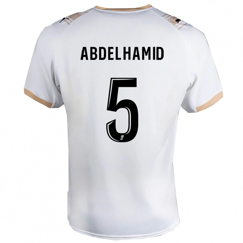 Danxen Kvinder Yunis Abdelhamid #5 Hvid Sort Udebane Spillertrøjer 2025/26 Trøje T-Shirt