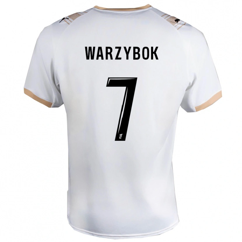 Danxen Kvinder Olivier Warzybok #7 Hvid Sort Udebane Spillertrøjer 2025/26 Trøje T-Shirt