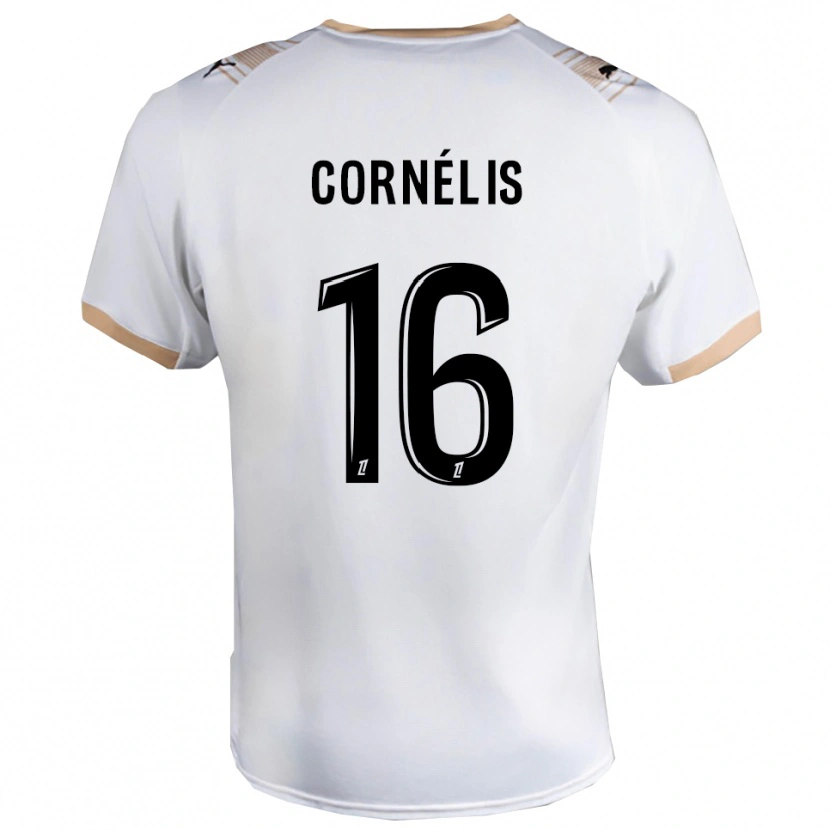 Danxen Kvinder Aristide Cornélis #16 Hvid Sort Udebane Spillertrøjer 2025/26 Trøje T-Shirt