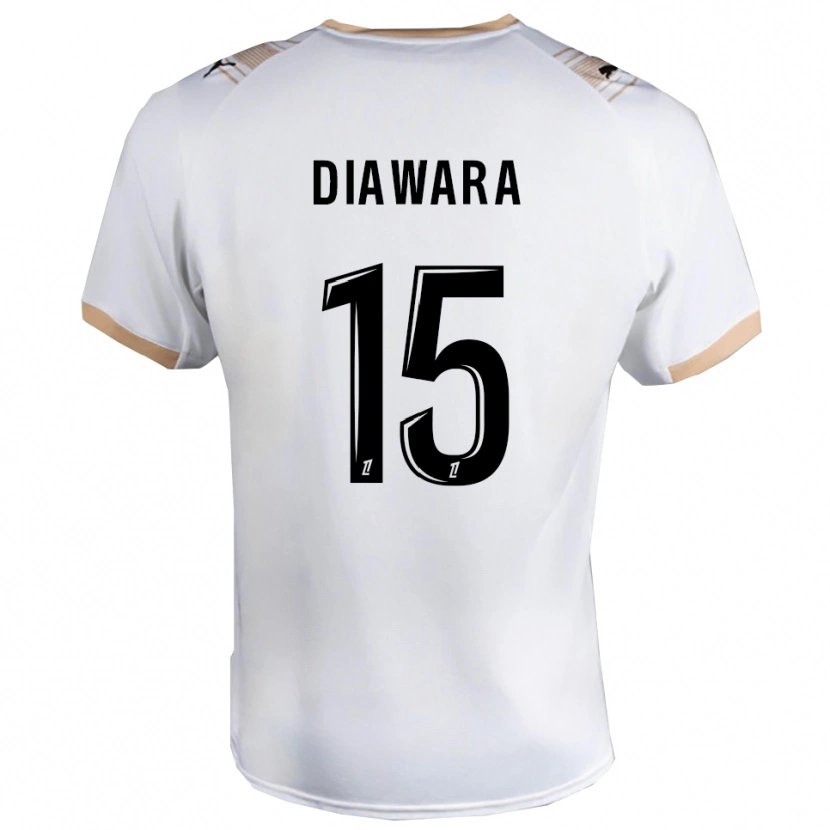 Danxen Kvinder Lamine Diawara #15 Hvid Sort Udebane Spillertrøjer 2025/26 Trøje T-Shirt