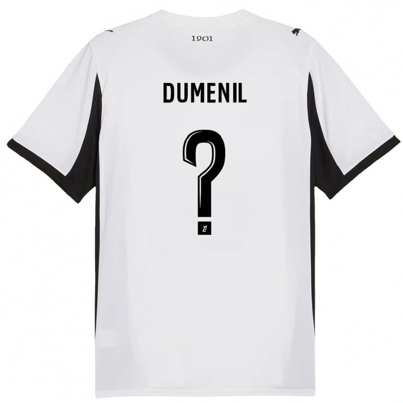 Danxen Kvinder Kylian Dumenil #0 Hvid Sort Udebane Spillertrøjer 2025/26 Trøje T-Shirt