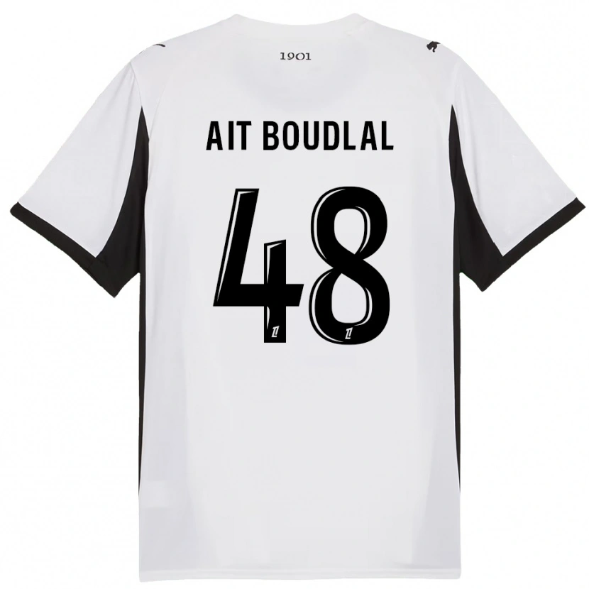 Danxen Kvinder Abdelhamid Ait Boudlal #48 Hvid Sort Udebane Spillertrøjer 2025/26 Trøje T-Shirt