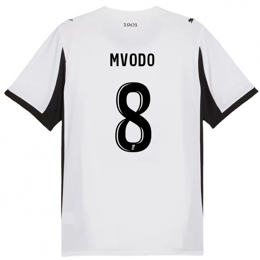 Danxen Kvinder Steeve Mvodo Mvodo #8 Hvid Sort Udebane Spillertrøjer 2025/26 Trøje T-Shirt