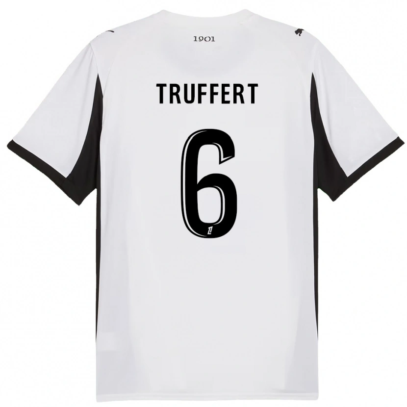 Danxen Kvinder Florian Truffert #6 Hvid Sort Udebane Spillertrøjer 2025/26 Trøje T-Shirt