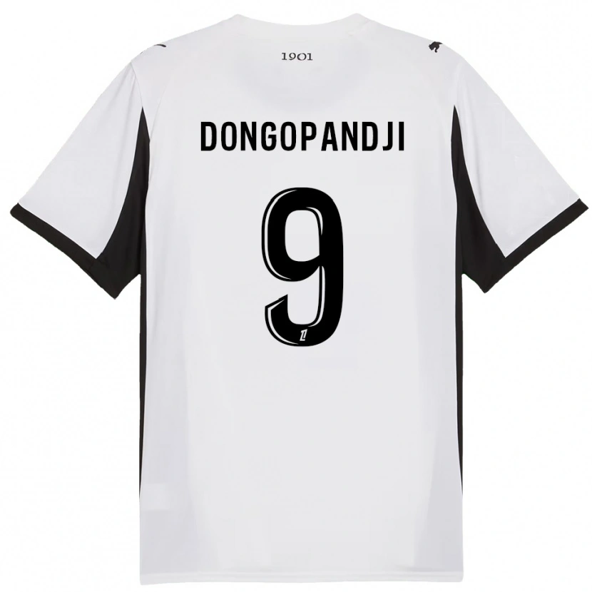 Danxen Kvinder Kelvin Dongopandji #9 Hvid Sort Udebane Spillertrøjer 2025/26 Trøje T-Shirt