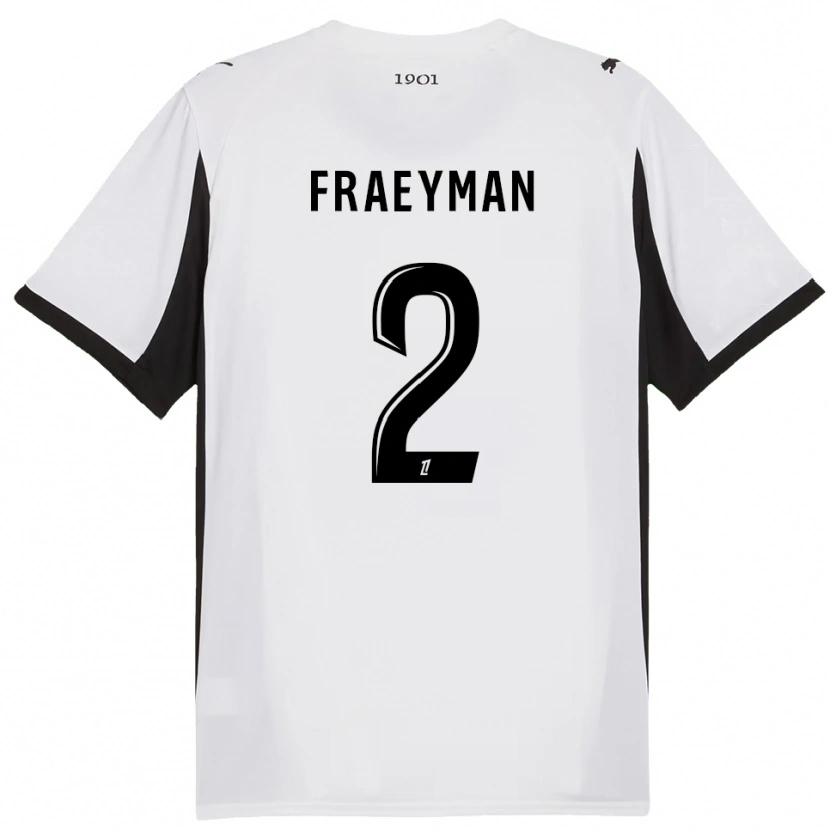 Danxen Kvinder Dorian Fraeyman #2 Hvid Sort Udebane Spillertrøjer 2025/26 Trøje T-Shirt