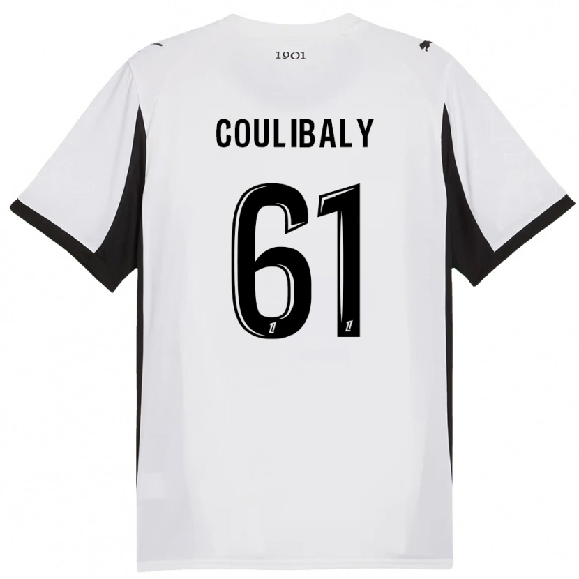 Danxen Kvinder Joël-Emmanuel Coulibaly #61 Hvid Sort Udebane Spillertrøjer 2025/26 Trøje T-Shirt