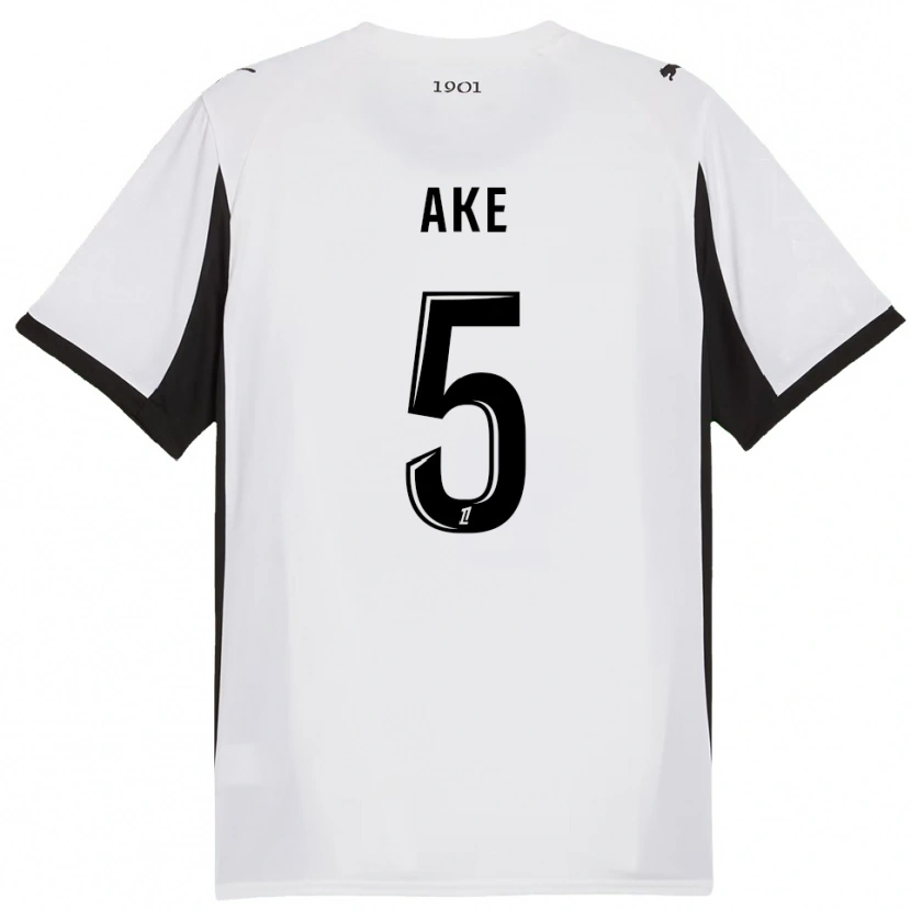 Danxen Kvinder Junior Ake #5 Hvid Sort Udebane Spillertrøjer 2025/26 Trøje T-Shirt
