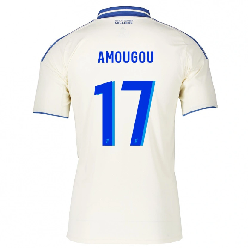 Danxen Kvinder Mathis Amougou #17 Champagne Blå Udebane Spillertrøjer 2025/26 Trøje T-Shirt