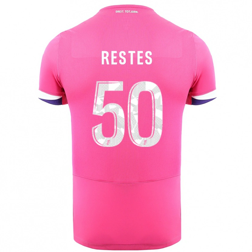 Danxen Kvinder Guillaume Restes #50 Pink Hvid Udebane Spillertrøjer 2025/26 Trøje T-Shirt