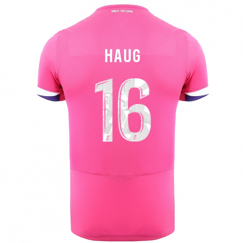 Danxen Kvinder Kjetil Haug #16 Pink Hvid Udebane Spillertrøjer 2025/26 Trøje T-Shirt