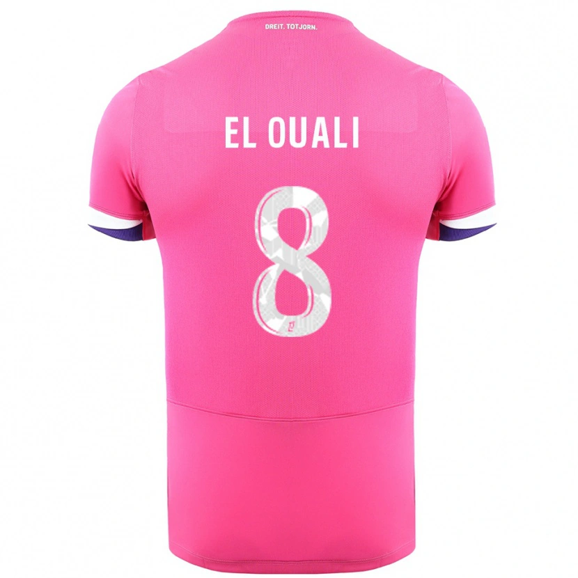 Danxen Kvinder Adam El Ouali #8 Pink Hvid Udebane Spillertrøjer 2025/26 Trøje T-Shirt