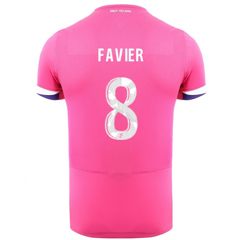 Danxen Kvinder Luca Favier #8 Pink Hvid Udebane Spillertrøjer 2025/26 Trøje T-Shirt