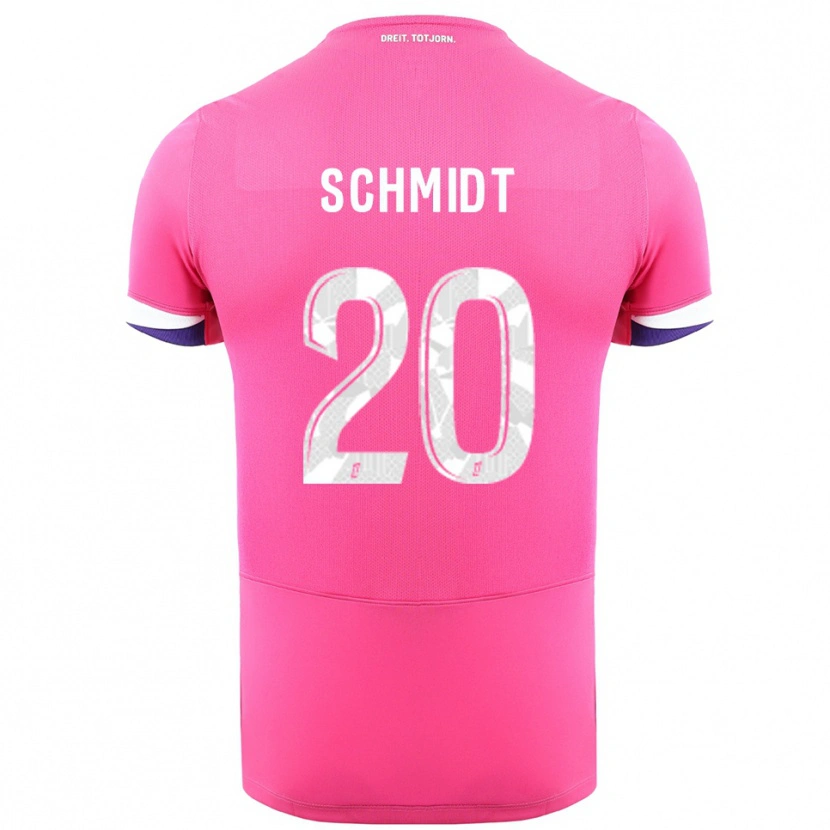 Danxen Kvinder Niklas Schmidt #20 Pink Hvid Udebane Spillertrøjer 2025/26 Trøje T-Shirt