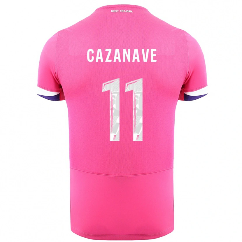 Danxen Kvinder Julie Cazanave #11 Pink Hvid Udebane Spillertrøjer 2025/26 Trøje T-Shirt