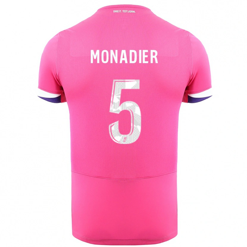Danxen Kvinder Pauline Monadier #5 Pink Hvid Udebane Spillertrøjer 2025/26 Trøje T-Shirt