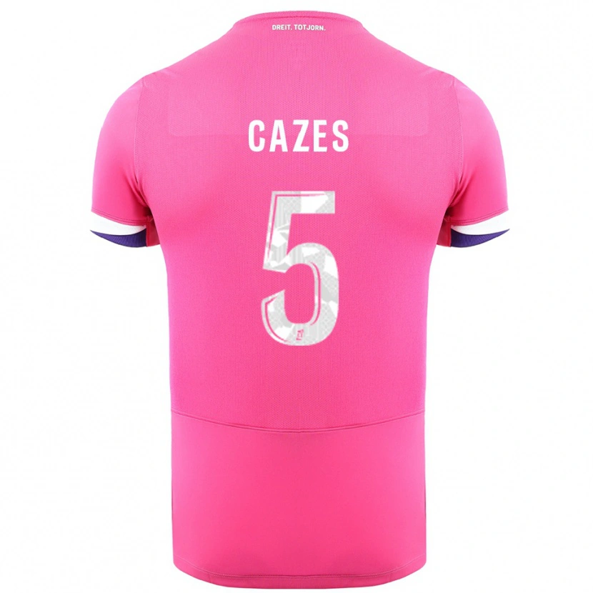 Danxen Kvinder Manon Cazes #5 Pink Hvid Udebane Spillertrøjer 2025/26 Trøje T-Shirt